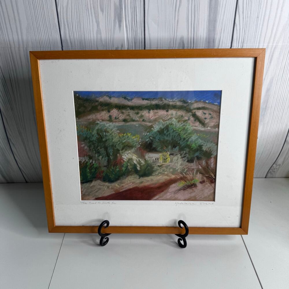 Original Signed Pastel on Paper Madeleine Evans “The Road to Santa Fe” Framed